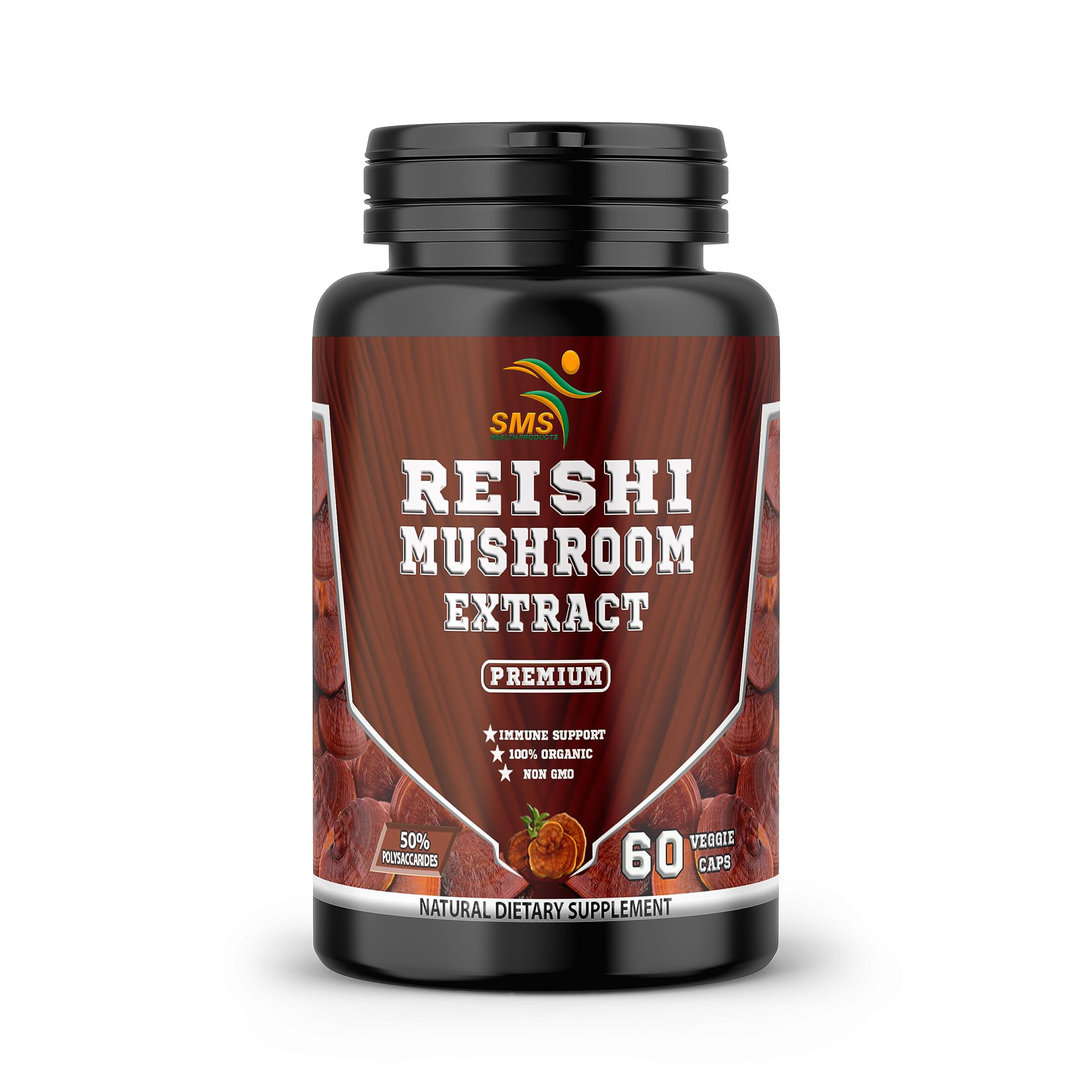 Reishi Mushroom Extract 20:1, No Fillers, Ganoderma Lucidum 1000mg Per Serving, Vegan, Non GMO & Gluten Free Supplement for Immune Support, 60 Veggie Capsules