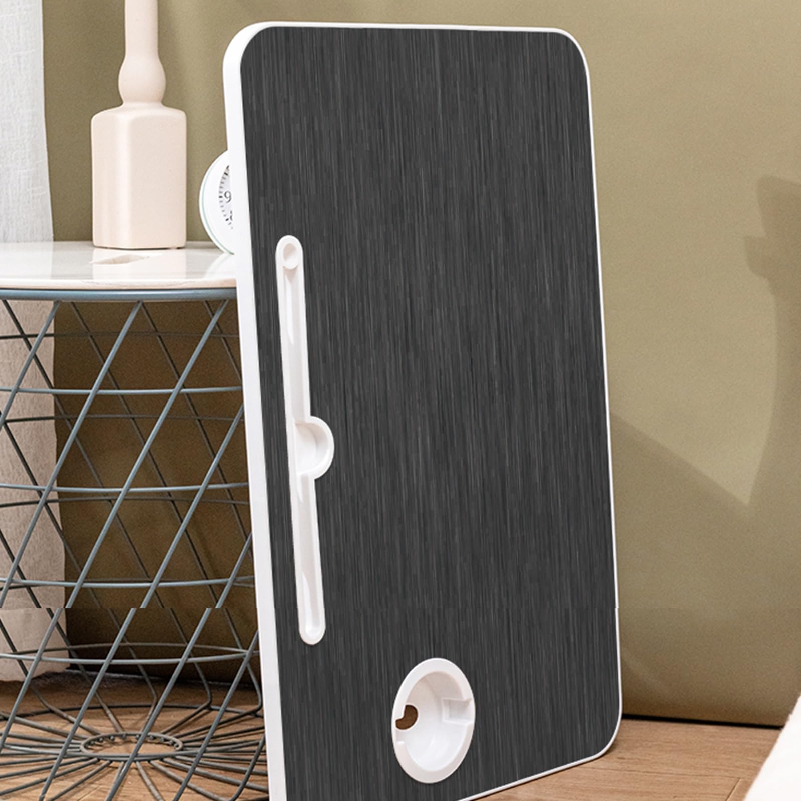Tavolino Pieghevole con Porta Bicchiere E Leggio for Tablet, 60x40 Cm, Salvaspazio, Facile da Trasportare, Ideale for Soggiorno, Camera, Aree Relax E Smart Working(Original Wood Colour)
