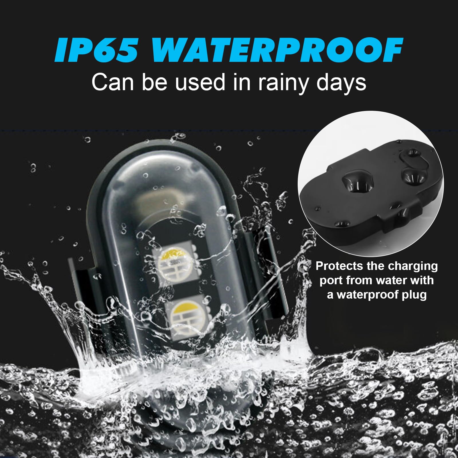 YSWOVUO 8 Pièces Stroboscope LED Moto Voiture - 8 Couleurs, Télécommande, USB, Anti-Collision