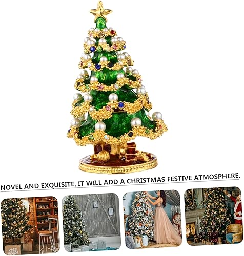 Miniatura 5 de EXCEART Christmas Tree Trinket Organizer 2 Pcs Jewelry Box Retro Decor Bling Decor Christmas Decor Decorative Tabletop Christmas Tree Collectible