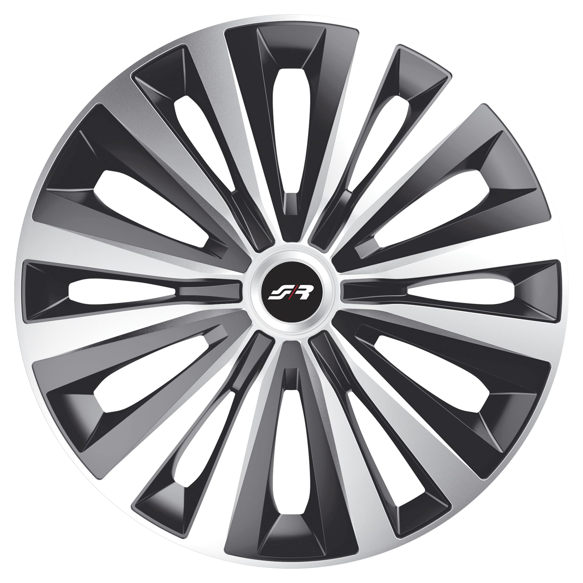 Simoni Racing MUL/14SB, Set 4 Copricerchi universali Multi Silver Black da 14" pollici, Copriruota auto Grigio e Nero