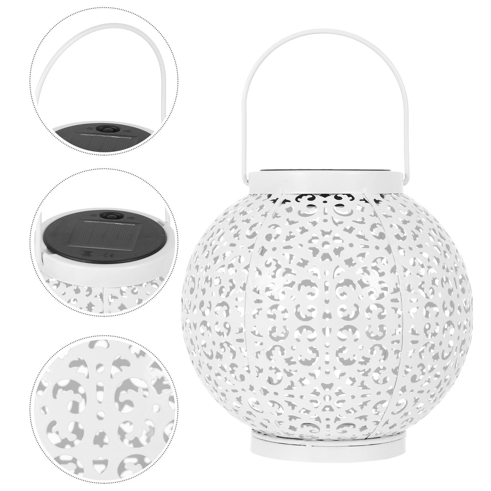 INOOMP Lanterna Solare a LED in Ferro Battuto Luce Sospesa, Lampada da Giardino Decorativa per Esterni, Illuminazione Solare da Giardino per Patio, Portico e Cortile