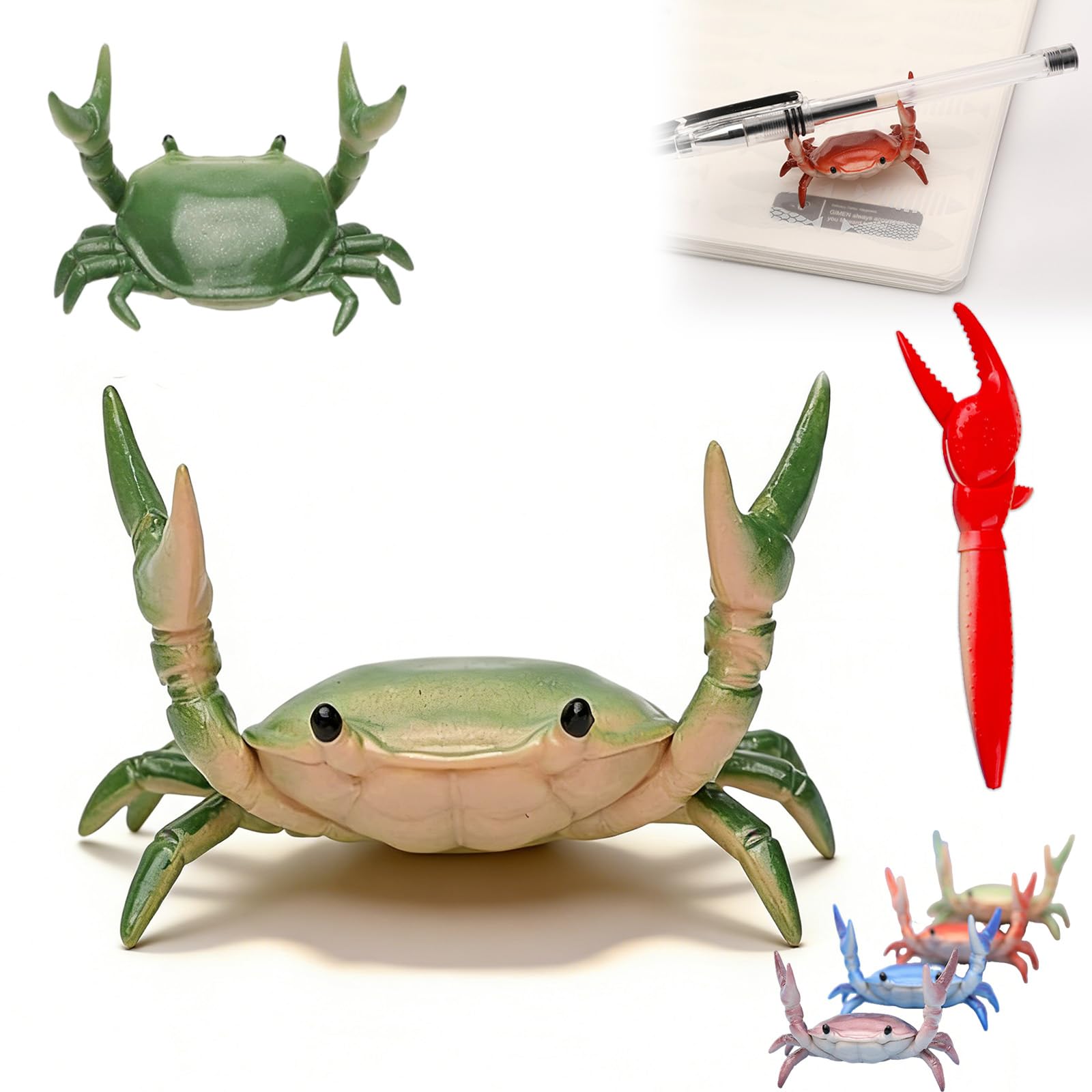 Cute Crab-Shaped Pen Holder, 2026 New Desk Crab Pen Holder, Weightlifting Crabs Desk Pens Stand, Mini Realistic Crabs Pencil Holders, for Office Workspace Study Home Tabletop (B)