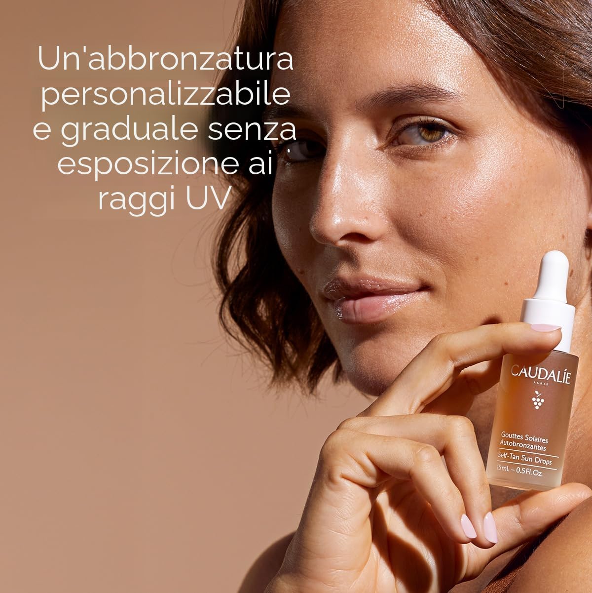 Caudalie Gocce Solari Autoabbronzanti – Abbronzatura Graduale e Personalizzabile, Acqua d'Uva Bio, DHA Naturale, 99% Origine Naturale, Senza Profumo, Senza Alcool, 15 mL