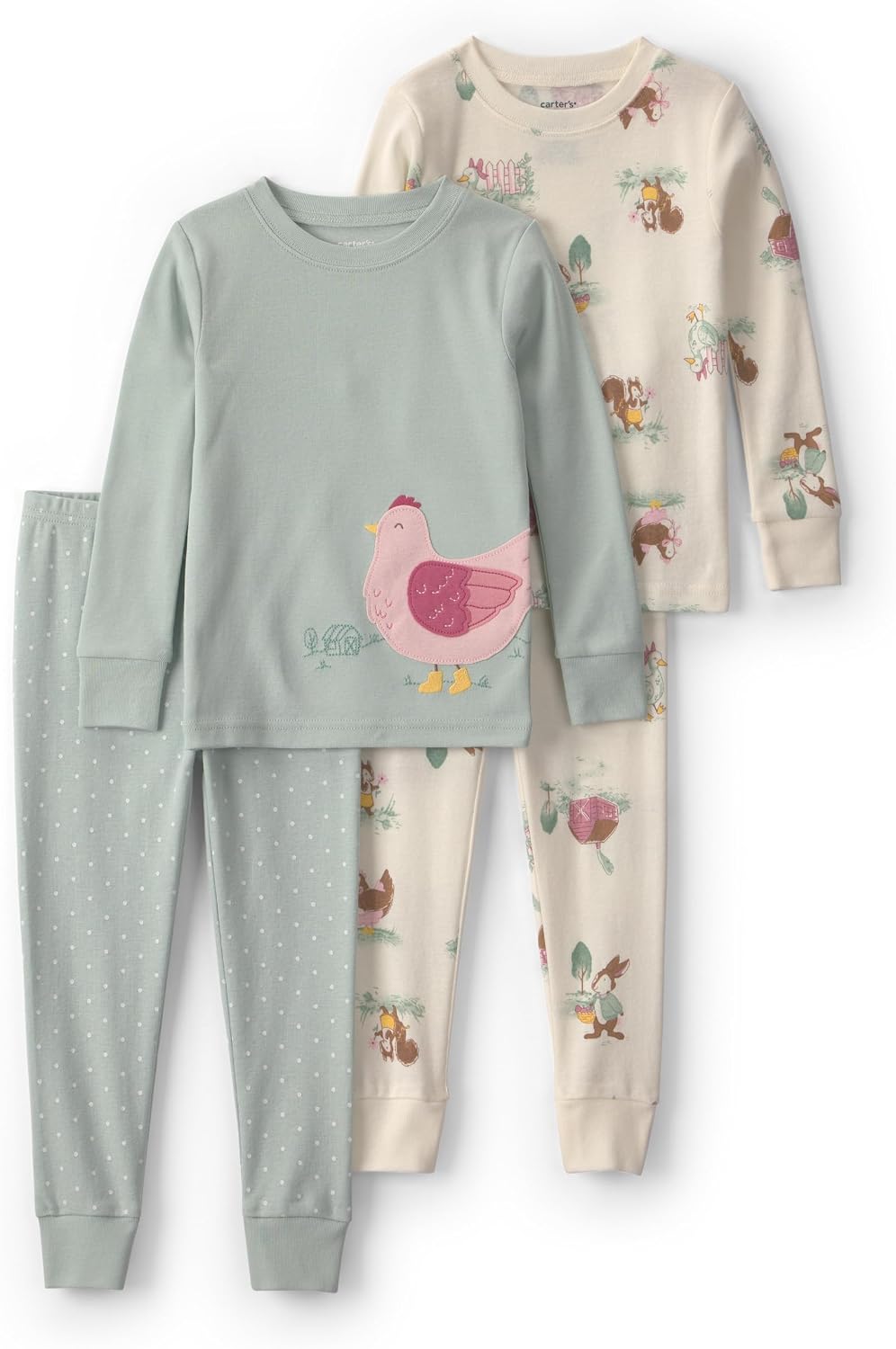 Carter's Baby Girls' 4-piece Tight Fit Cotton Pajama Set image 4