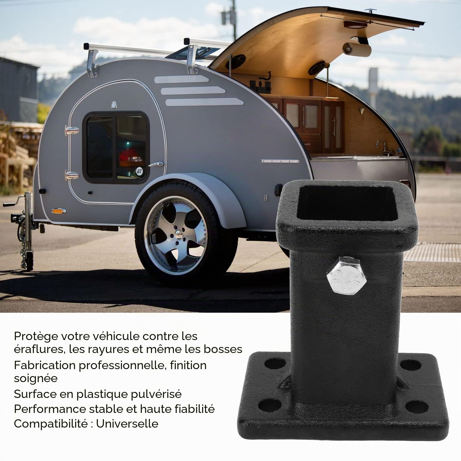 Tube Récepteur de Remorque, 5,1 Cm Vissé sur Le Tube Récepteur Adaptateur de Récepteur D'attelage de Remorque Universel pour Camionnettes