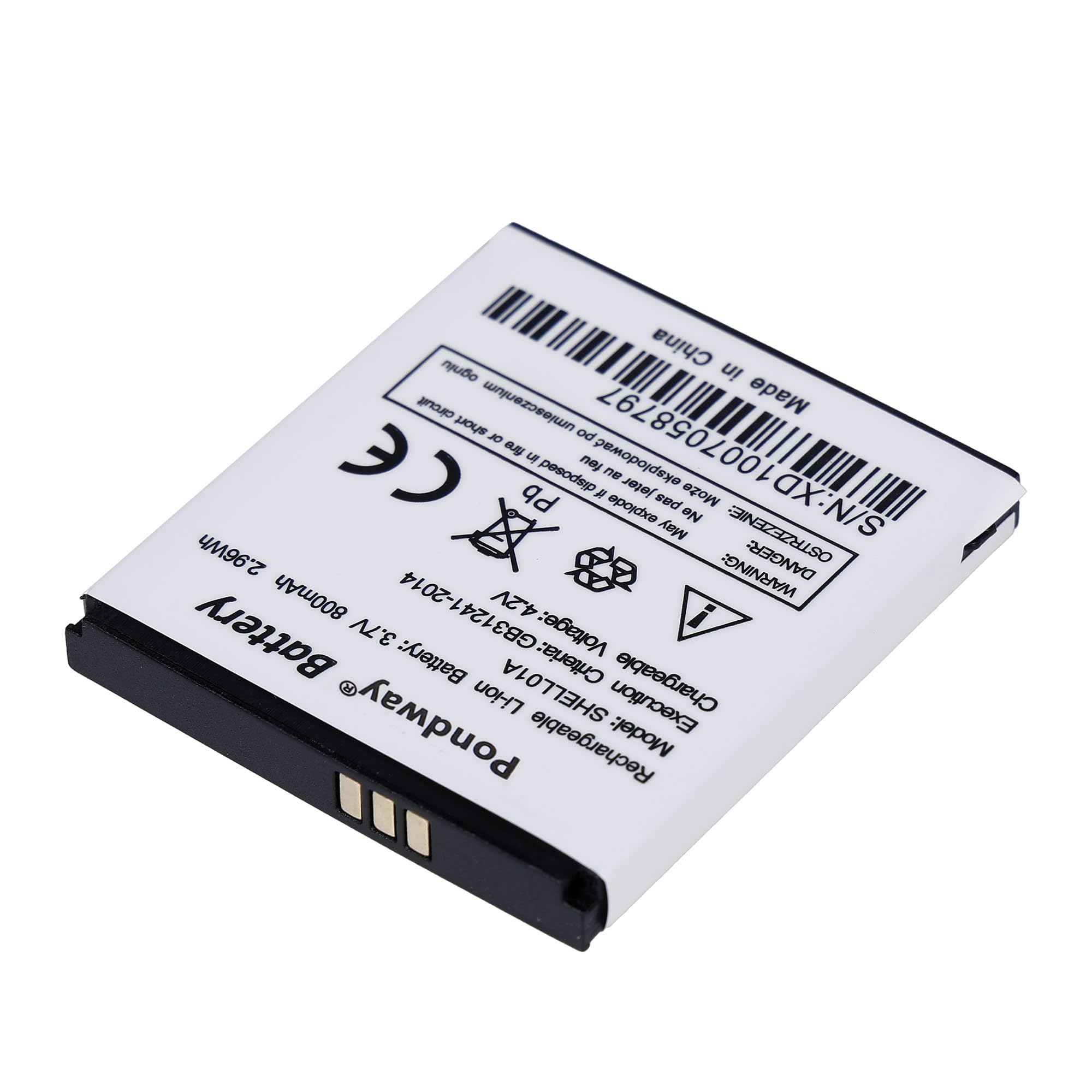 800mAh 3.7V SHELL01A Batterie de remplacement Compatible avec Doro Phone Easy 605 610 611 612 632 622 520X 409 410 409 409 GSM 410 GSM 605 GSM 606 607 608 609 613 624 625 626 631 632 632S Téléphone