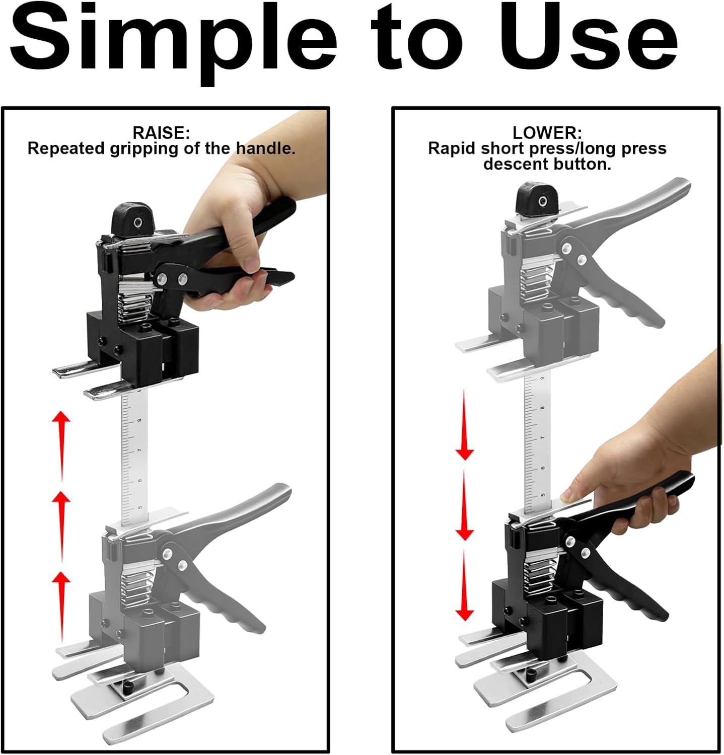 NORTOOLS 2-Pack Labor-Saving Jack Handle,440LB Dynamic Load Multi-Function Lifting Tool for Wall Tile Leveling, Cabinet/Door Installation and Woodworking Clamping with 6.7inch Height Adjustment