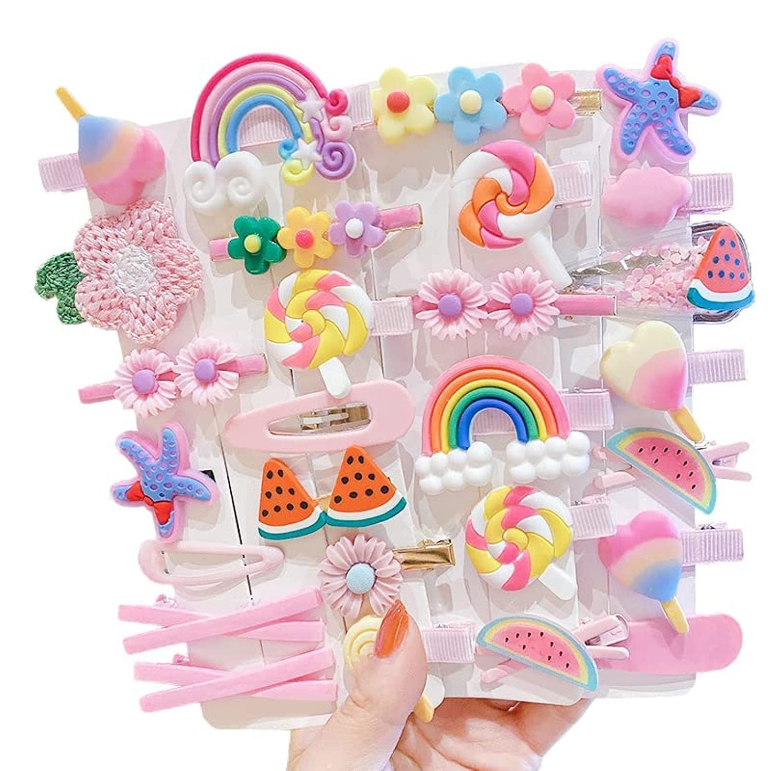 Sponsored Ad – HEXXEE Amzboen 28 Pcs Baby Hair Clip, Barrettes for Girls, Toddler Girls Hair Accessories, Kids Hair Clips for Styling, Flower Rainbow Candy Fruits Butterfly Cute Hair Clips for Woman