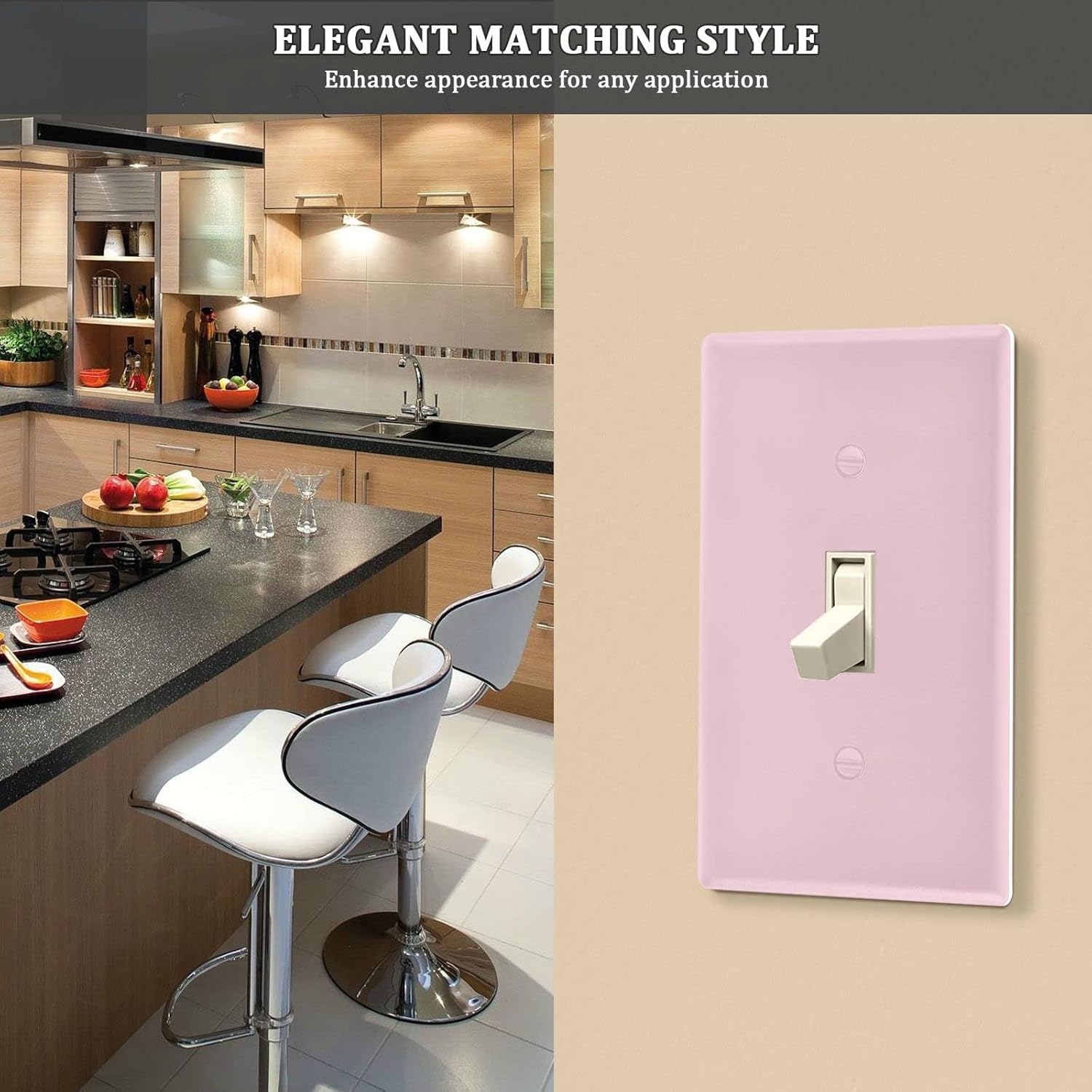 Kigai Solid Pink Blank Wall Plate Cover, Unbreakable Unused Outlet Cover, Decorative Cover Standard Size 4.53" x 2.76" Screws Included - 1 Pack