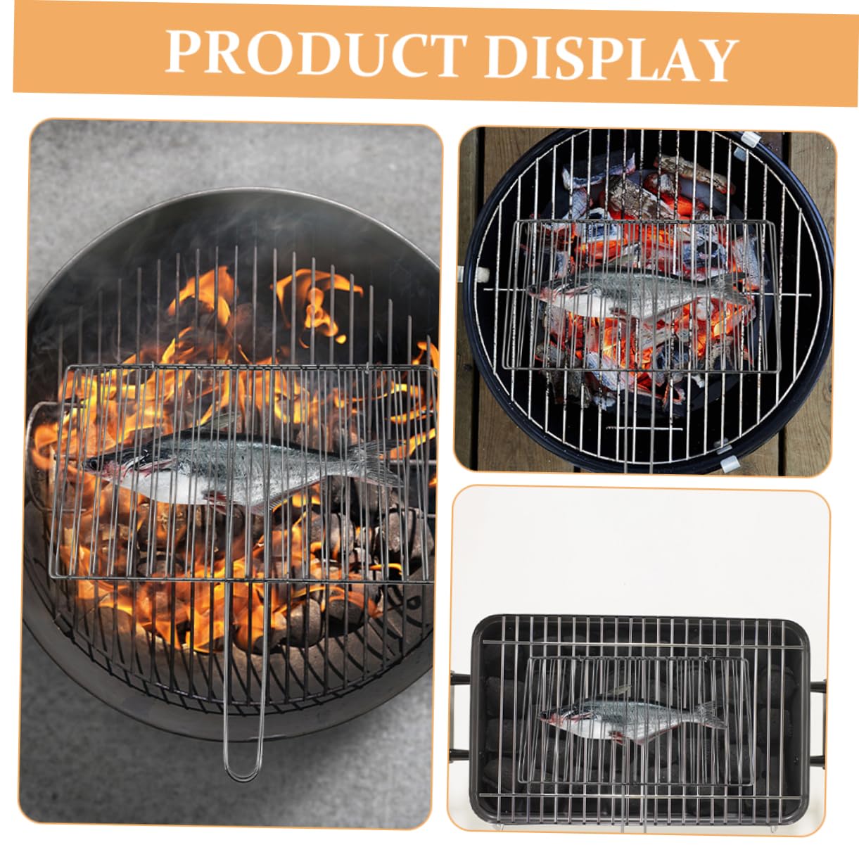 Toyvian Cestello per Grigliare in Acciaio Inox Spesso con Manico Ergonomico, Griglia per Pesce, Carne e Verdure per Barbecue All'aperto, Resistente e Multiuso per Campeggio e Patio