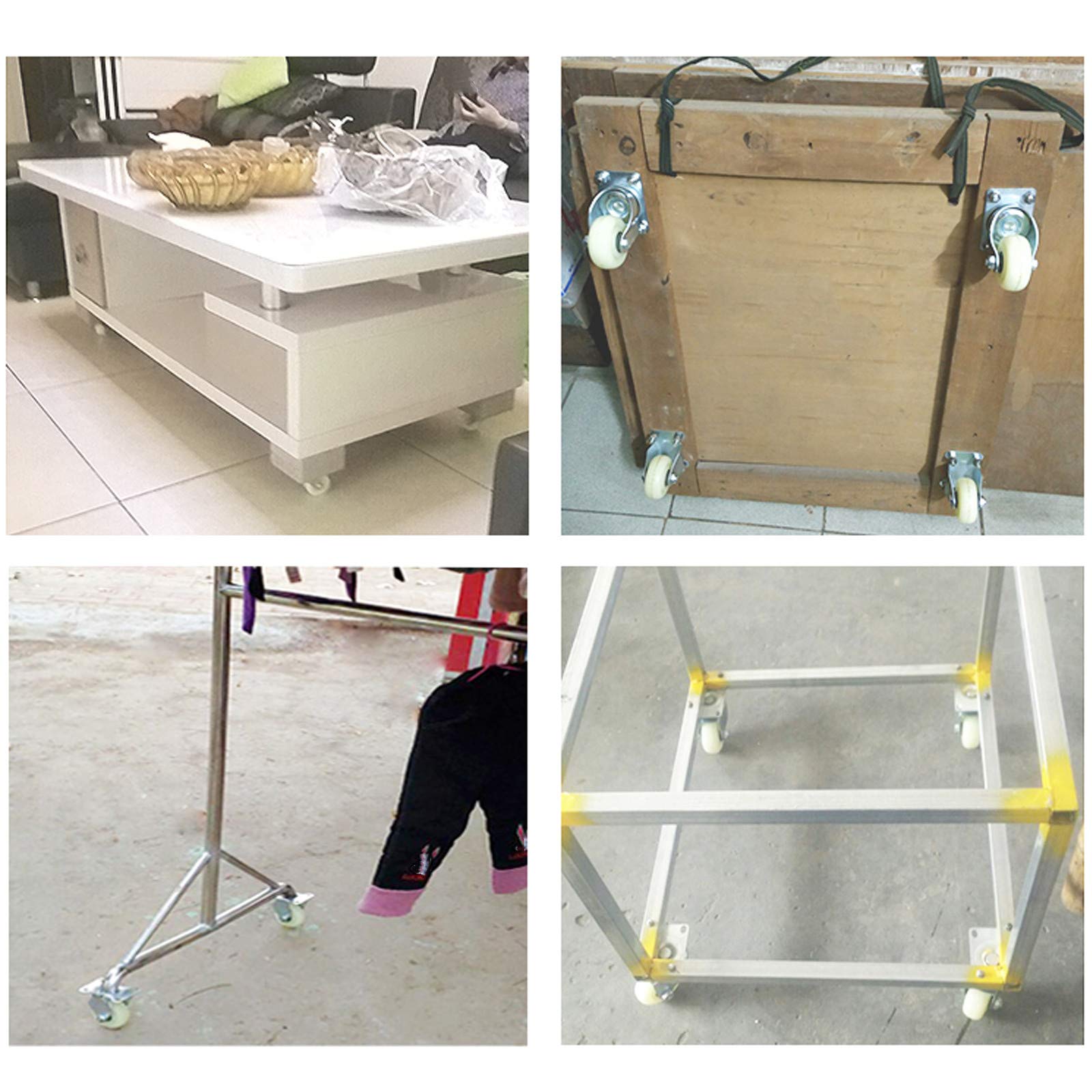 Ruote per carichi Pesanti Ruote girevoli Ruote industriali in Nylon Carrello Ruote per mobili Ruote Piatte Doppi Cuscinetti Parti di Ricambio 4 Pezzi (Freno 76 mm) (Universale 76 mm)