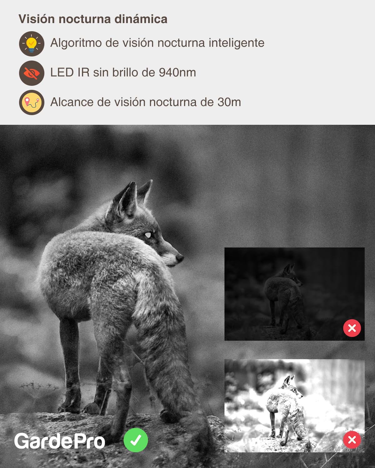 GardePro A5 Câmara de Caça 64MP 1296P H.264 Vidéo, Camara Fototrampeo con Alcance de Visión Nocturna de 30m y 0,1s Tiempo de Activación, LED IR de 940 NM No-Glow, IP66