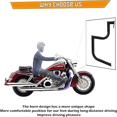 Miniatura 3 de Barra de choque para VTX 1800 VTX1800N VTX1800R VTX1800R VTX1800S VTX1800 Honda (negro mate)