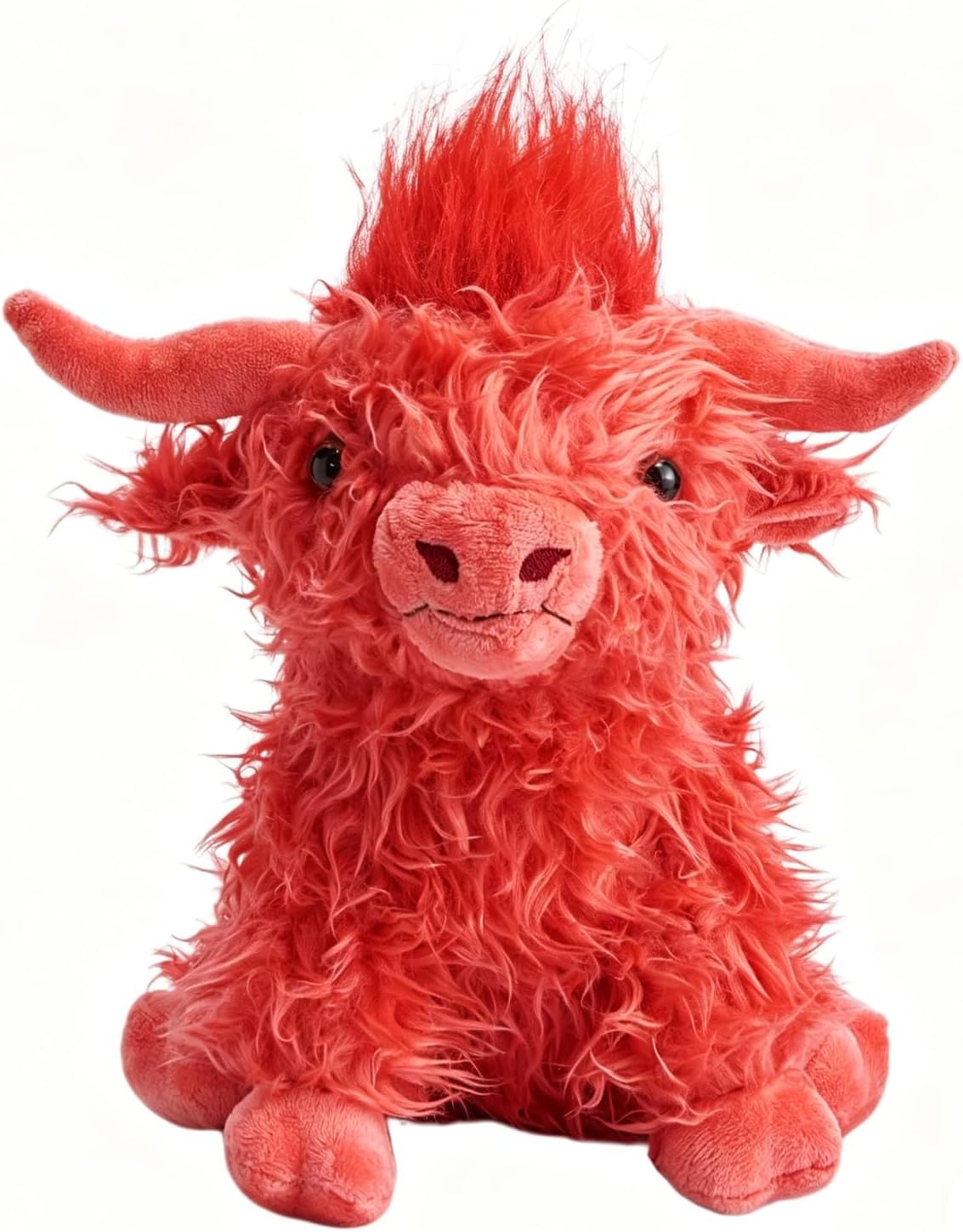 Red Highland Cow Stuffed Animal 10 inch Realistic Cattle Plush Doll Farm Toy Gift