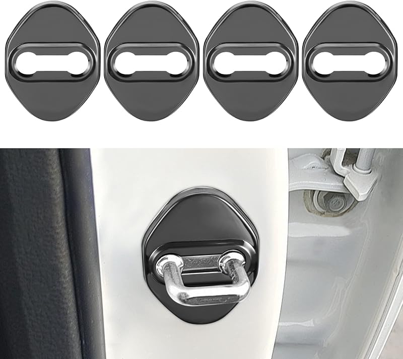 TOMALL Protetor de Fechadura de Porta para Toyota em Aço Inoxidável Preto, Kit com 4 peças