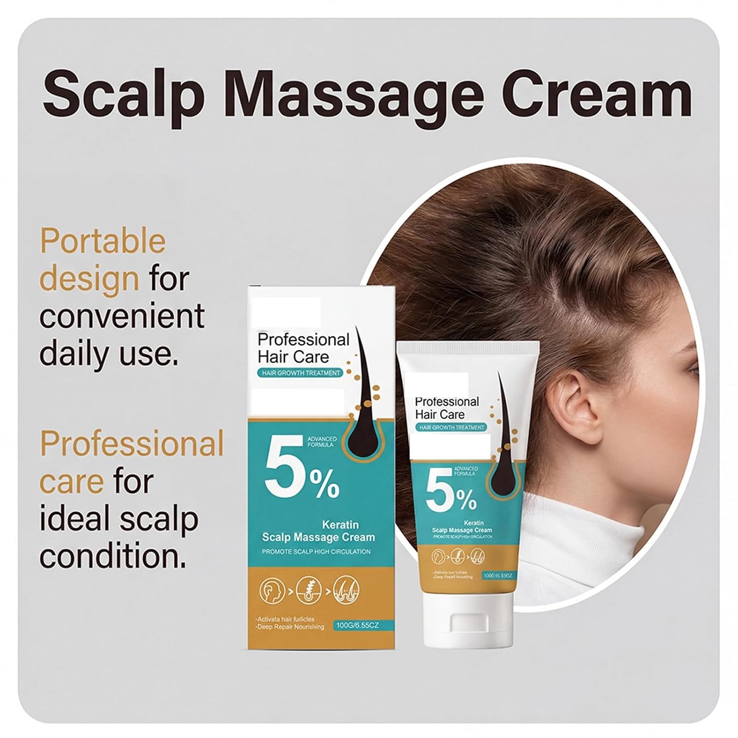 2Pcs 5% Minoxidil Hair Growth Scalp Massage Cream, Anti Hair Loss Treatment for Men & Women, Anti Hair Loss Treatment with Rosemary Biotin, Activates Follicles and Hair Regrowth Treatments
