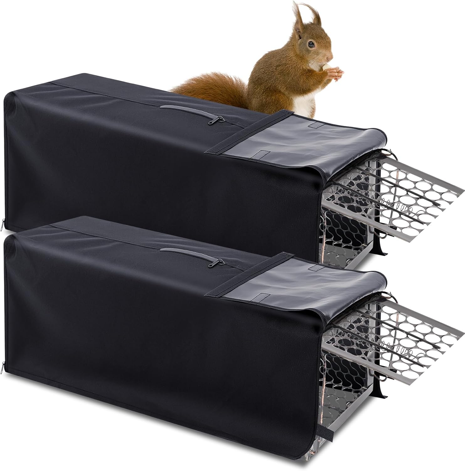 SATINIOR 2 Pack Live Animal Trap Cage Cover 32 x 10 x 12 Inch for 1 Door Cage, Black Replacement for Humane Animal Rescue, Raccoon, Squirrel, Skunk, Feral Cat Trap (Only Cover)