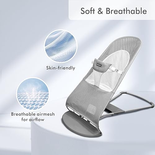 Miniatura 4 de Asiento de tela para gorila - Funda para bebé Bjorn Bouncer Balance Soft & Bliss, malla ventilada, agradable a la piel, lavable a máquina, gris