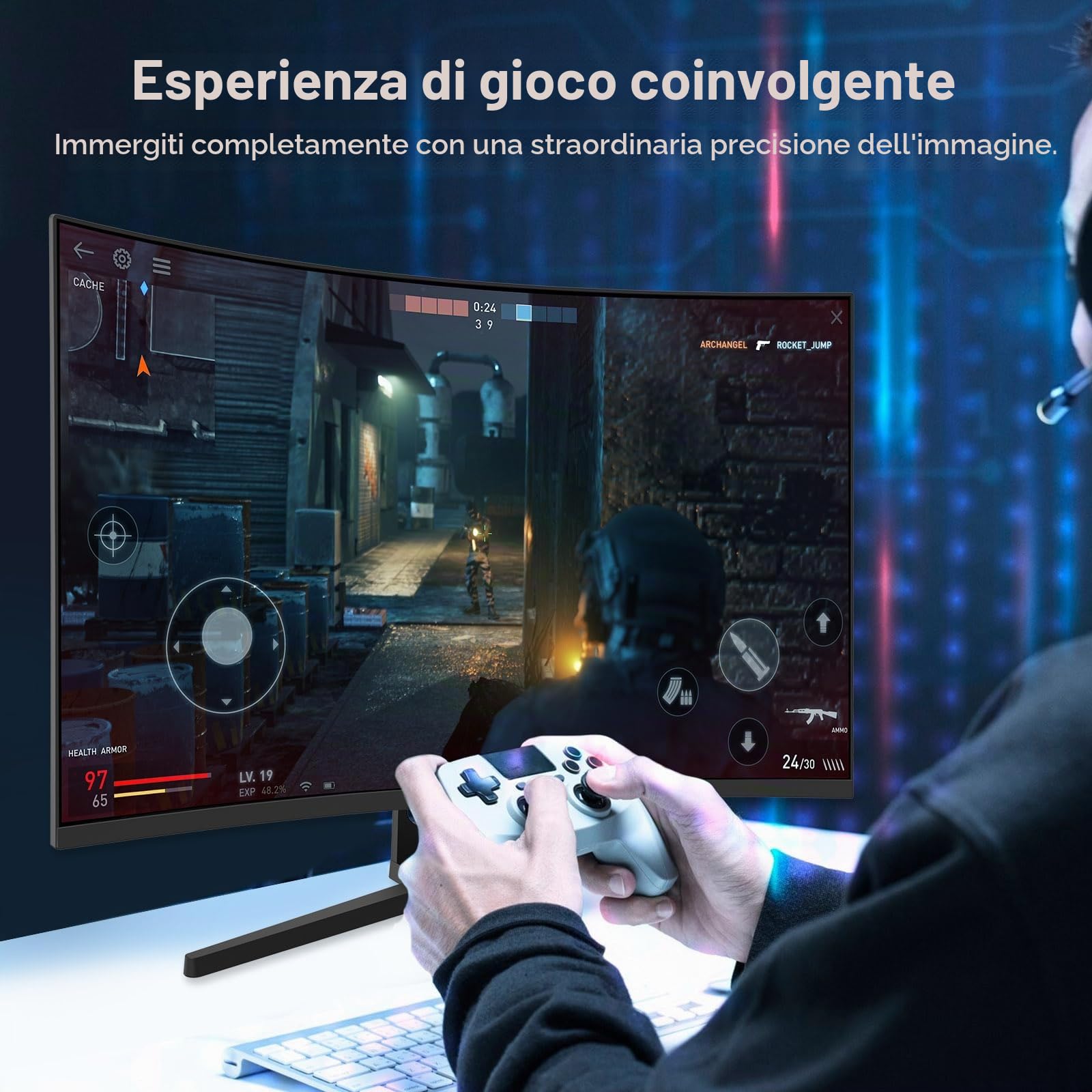 Z-Edge Monitor Gaming Curvo 27'' 165 Hz, 1ms, FreeSync, FHD(1920x1080), Schermo PC Cornice Ultra Sottile 16:9, 1500R VA, Inclinazione Regolabile, 2* HDMI2.0 & DP1.4, VESA 100*100mm(Cavo HDMI Incluso)