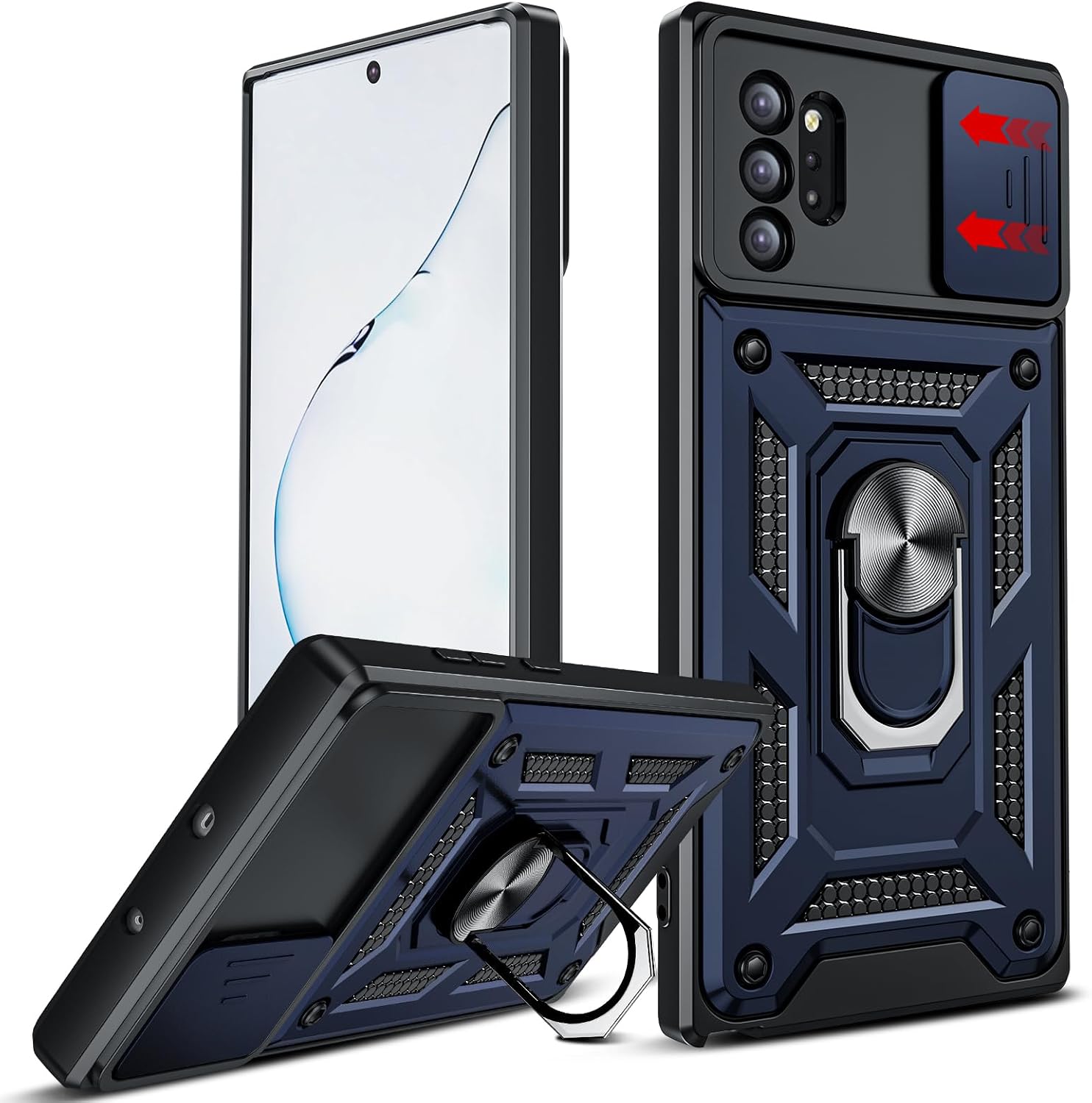 LeYi for Samsung Note-10-Plus Case: [𝐍𝐨𝐭 𝐅𝐢𝐭 𝐍𝐨𝐭𝐞 𝟏𝟎], Galaxy Note 10+ Plus Case with Slide Camera Cover, Shockproof Magnetic 360° Kickstand Cell Phone Case Note10+ Plus Funda para, Blue