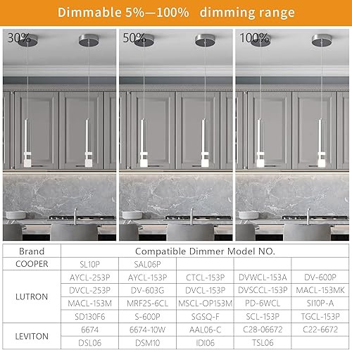 Miniatura 3 de LIANGMH Lámpara colgante moderna para cocina, lámpara LED regulable, cromada, mini iluminación colgante para isla de cocina, dormitorio, mesita de