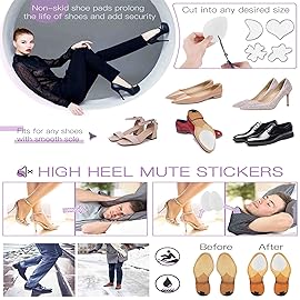 Non Slip Shoes Pads Self-Adhesive Shoe Grips Rubber Anti-Slip Shoe Grips Sole Stick Protector (Clear-5Pairs)