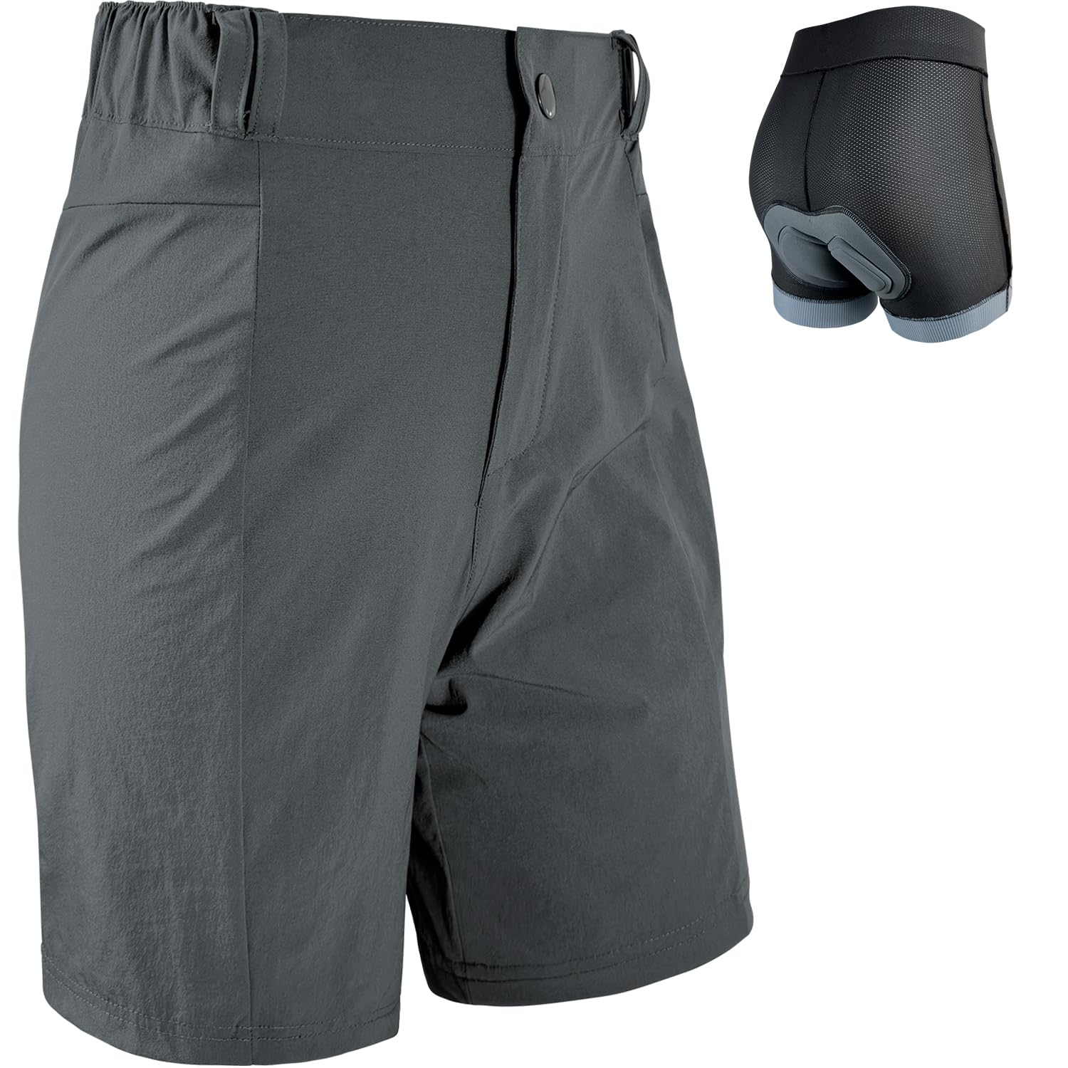 Wulibike Radlerhose Damen Mountainbike-Radhose 2 in 1 gepolstert MTB Shorts Frauen Fahrradhose mit Polsterung Reiten Fahrrad Radfahrhose Reißverschlusstaschen