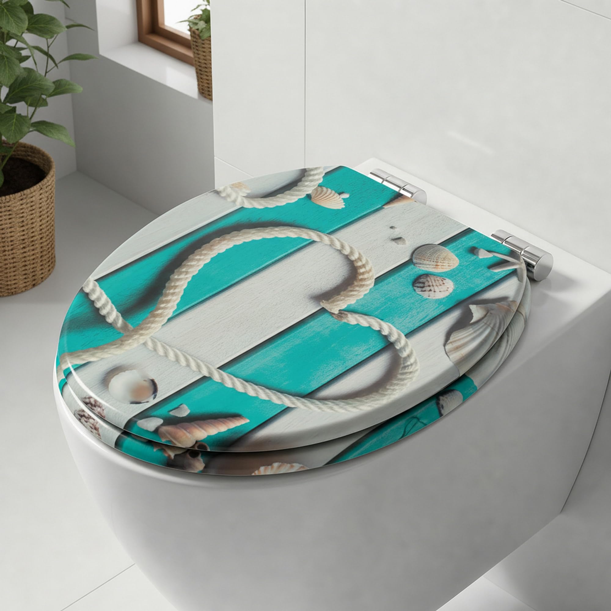 SINOBATH Sedile WC con abbassamento automatico, nucleo in legno MDF, chiusura a cerniera Softclose