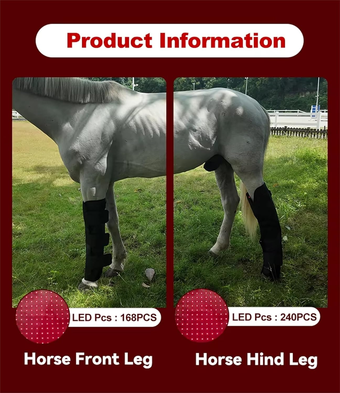 Red Light Therapy for Horses Legs Stifle Pain, 660+850nm Near Infrared Light Wraps with Rechargeable Battery, for Equine Front/Hind Legs Front Leg 2pcs