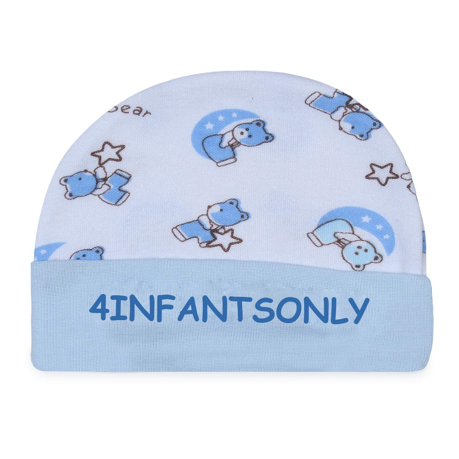 4INFANTSONLY® New Born Baby Cotton Cap, Mitten and Booties Combo | Infant Cap Set | Mittens, Bootie Set | Kids Gloves & Socks Sets | Baby Gift - 0-3 Month -(Pack of 3) 2