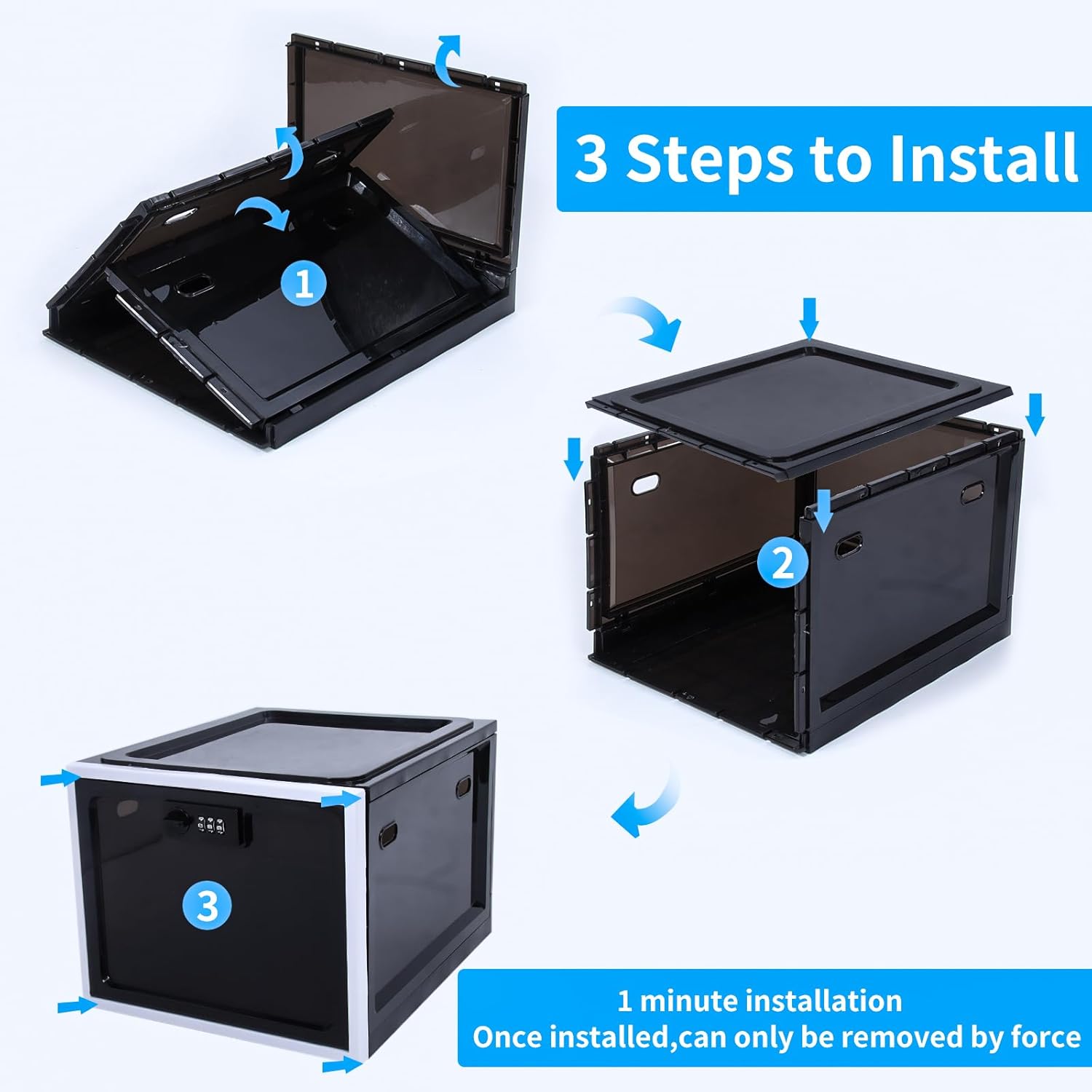 Zmains Medicine Lock Box, Medication Lock Box Lockable Storage With Code, Kitchen Safe Fridge Snack Lock Boxes for Home and Office, Black Locking Box For Phone/Personal Items