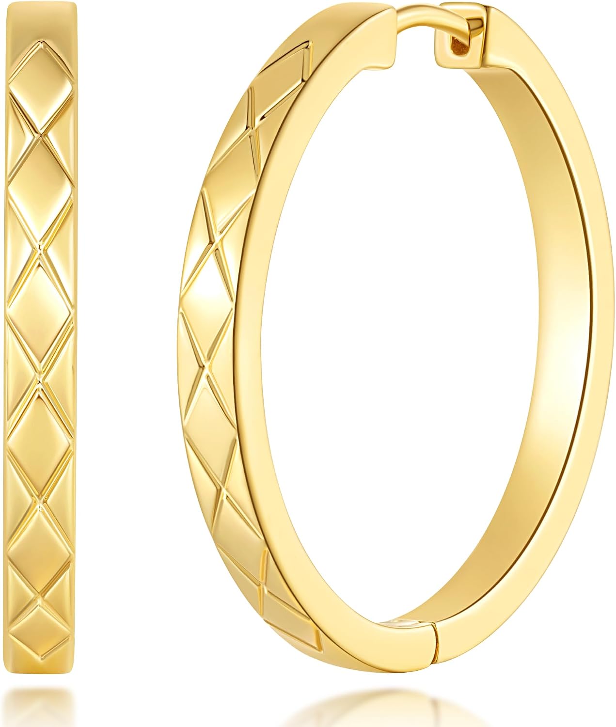 14K Gold Hoop Earrings for Women Hypoallergenic 14K Gold Earrings for Women Timeless Elegance Women’s Earring Big Cross-cut Luxe Fusion of Modern Design 30MM