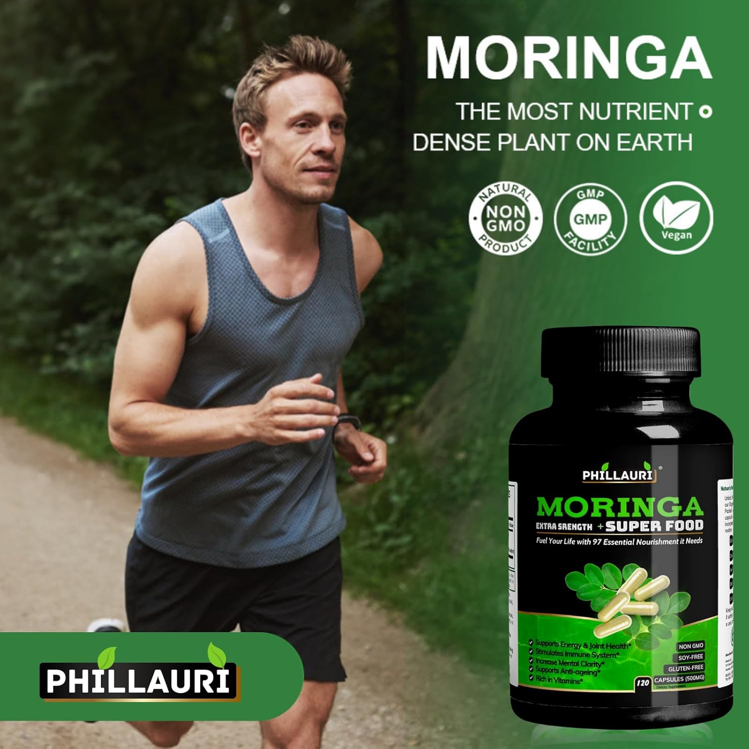 Organic Moringa Powder Capsules | Moringa Leaves Derived from Pure Moringa Powder | 120 Count Moringa Capsule - 600 Capsules (Pack of 5)