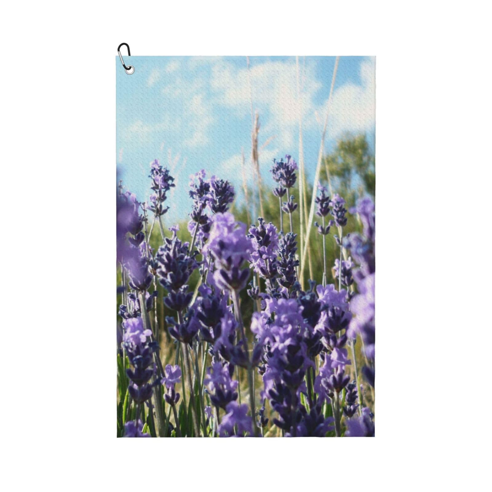 Hnnkloy Lavender, 16x24 in Portable Waffle Golf Towels with Carabiner Clip for Golf Bag