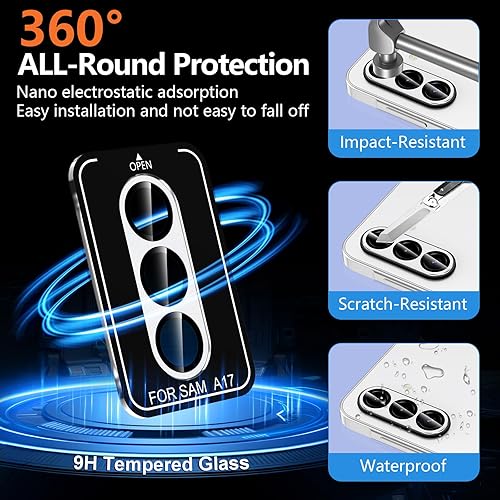Vista 357 de para Samsung Galaxy Z Flip 7 Protector de Lente de Cámara, Cubierta de Lente de Vidrio Templado con Anillo de Metal Individual, [Fuerte Adhesión] 1