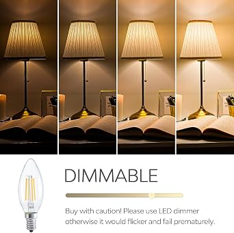 E14 LED Candle Light Bulbs, Dimmable Small Screw Light Bulb, 4W (40W Equivalent) SES Lightbulbs 2700K 470 Lumens, Edison Bulb Warm White for Lamp Light Bulb Replacement, 6 Pack [Energy Class E]