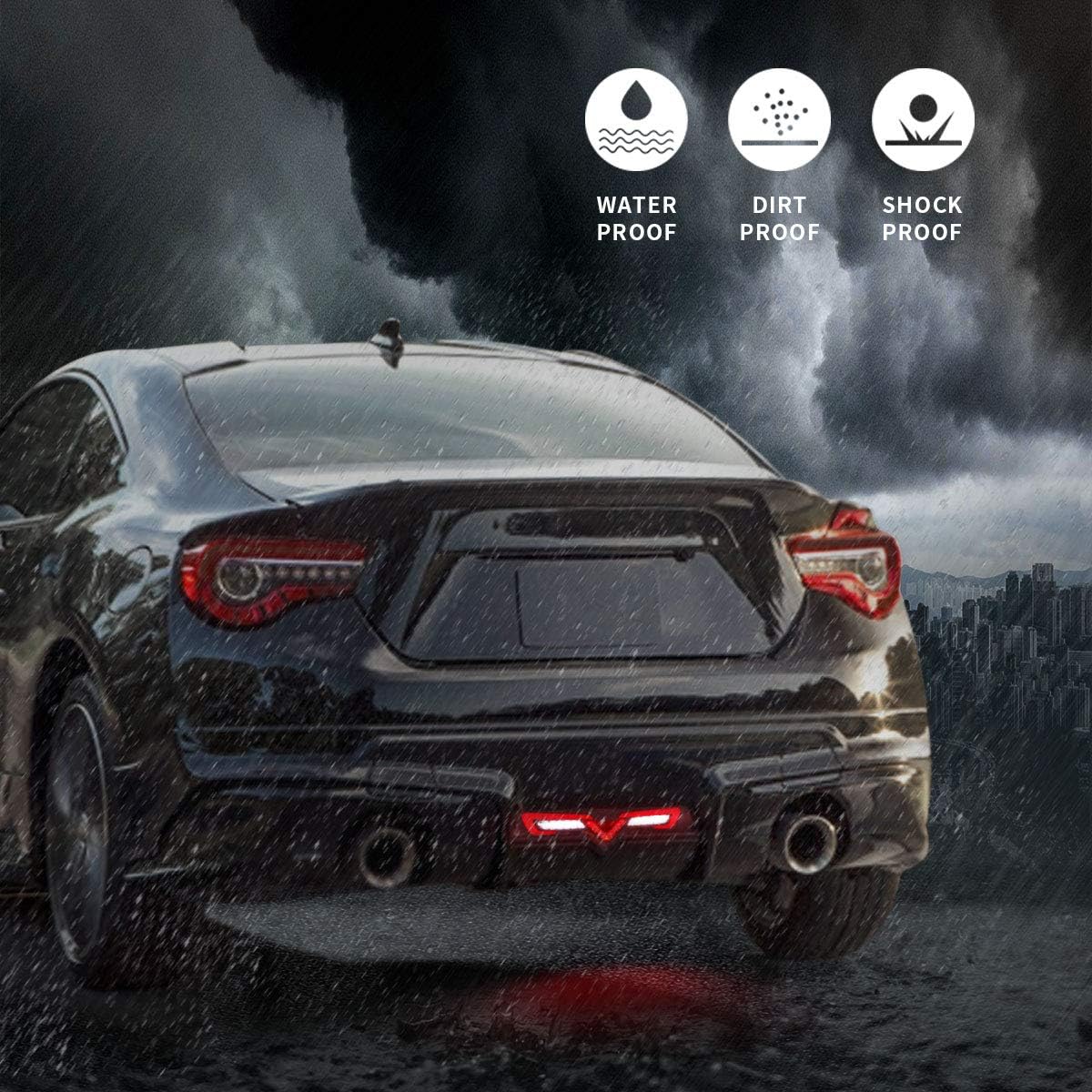 VLAND Full LED Bumper Light Compatible with Toyota GT86 2012-2019, BRZ 2013-2018, FRS 2012-2016, With Brake Reverse Fog Running Function,YAB-86-0305, Smoke Lens, US Stock