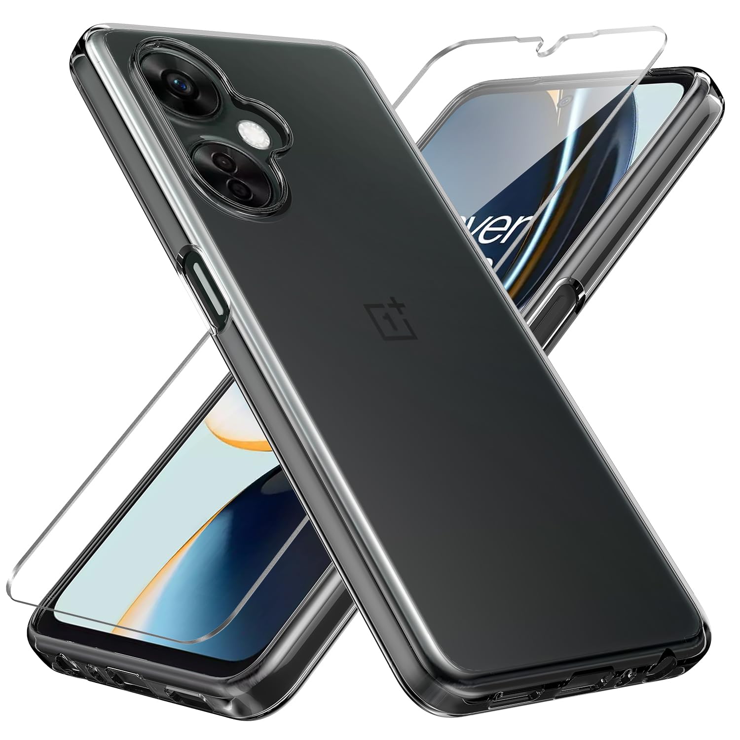 Ryphez OnePlus Nord N30 5G/CE3 Lite Case with Tempered Glass Screen Protector, Shockproof TPU Protection, Clear