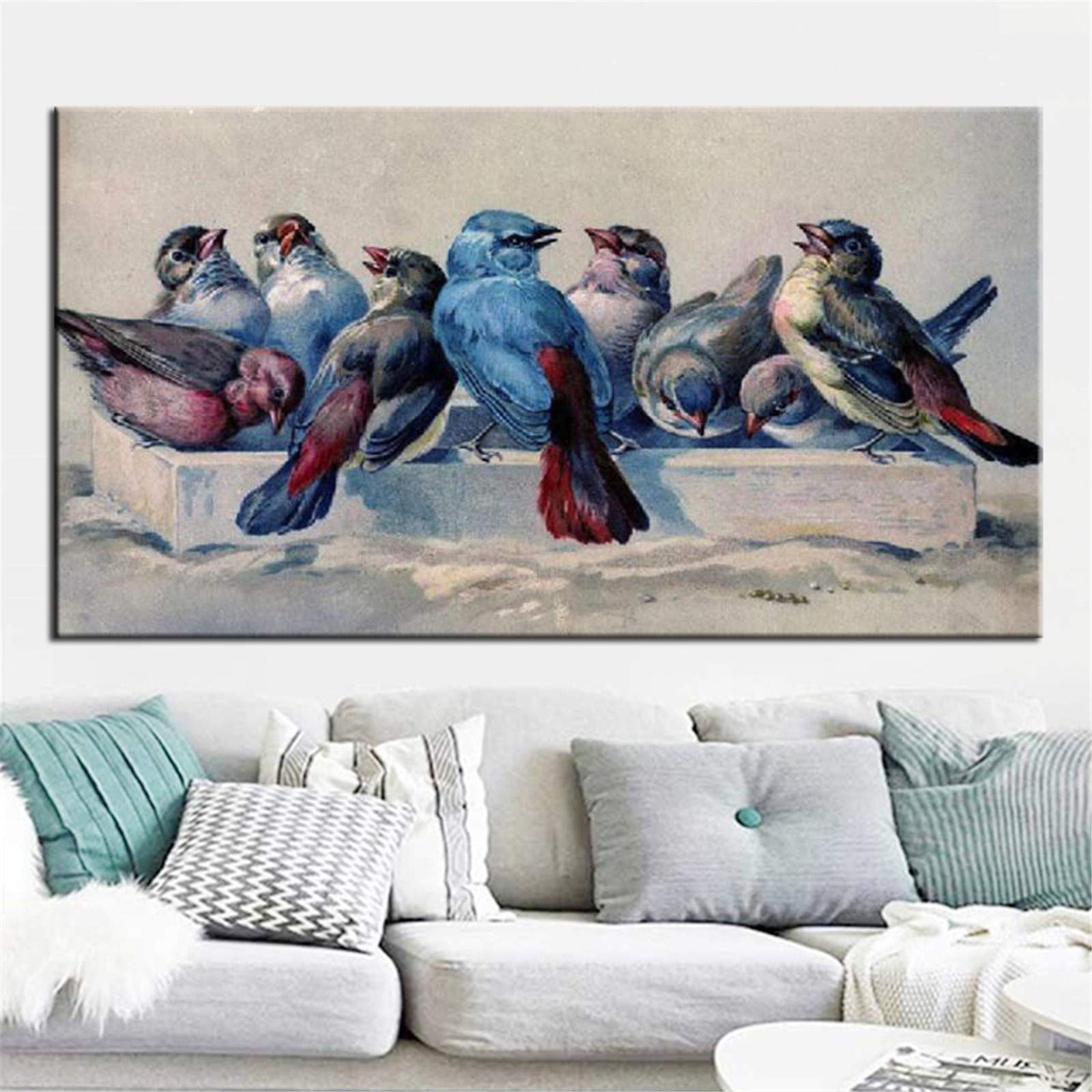 Broderie diamant oiseau pour salon, grand kit mosaïque strass carrés décoration murale chambre