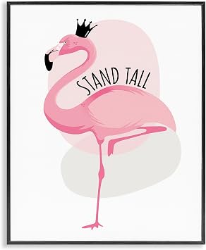 Stand Tall Quote Tropical Pink Flamingo Royal| Framed Giclee Art
