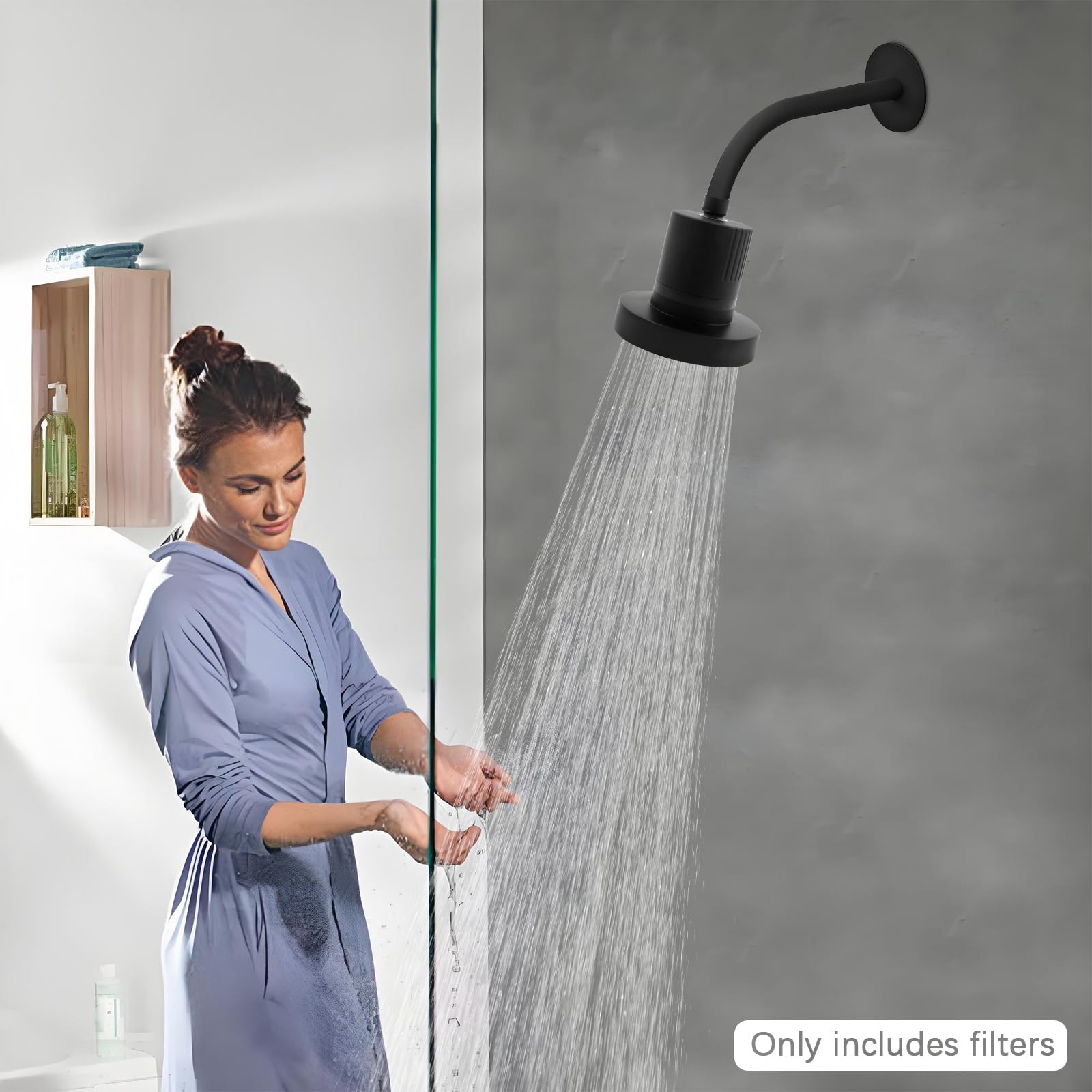 Alcachofa de ducha con filtro, cabezal de ducha con filtro premium, galvanización, fácil instalación, filtración triple (KDF-55/carbón activo/sulfito de calcio), para agua dura, cloro residual