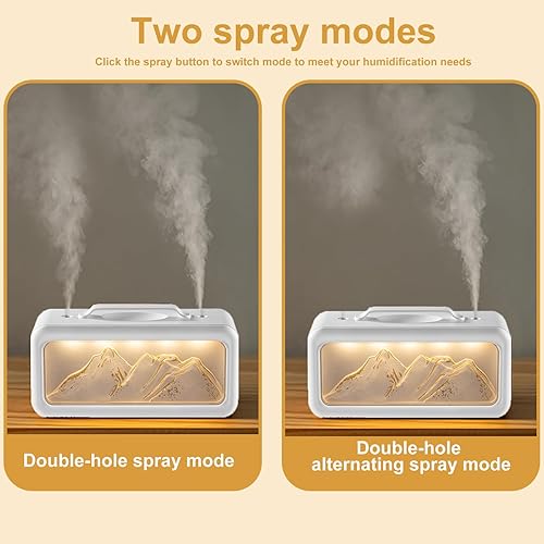 Miniatura 2 de Humidificador de doble pulverización, 20.3 fl oz, pequeño humidificador silencioso de niebla fría para plantas, dormitorio, oficina, hogar,