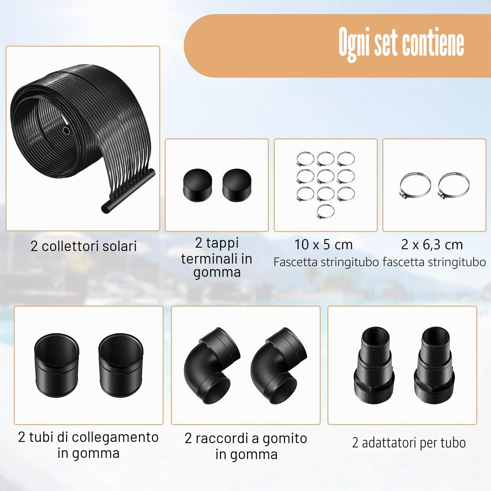 FANTASK Riscaldamento Solare per Piscina 600 x 75 cm, collettore Solare per Piscina in polietilene Resistente ai Raggi UV, collettori solari arrotolabili, per Piscine Fino a 25800 l, Nero