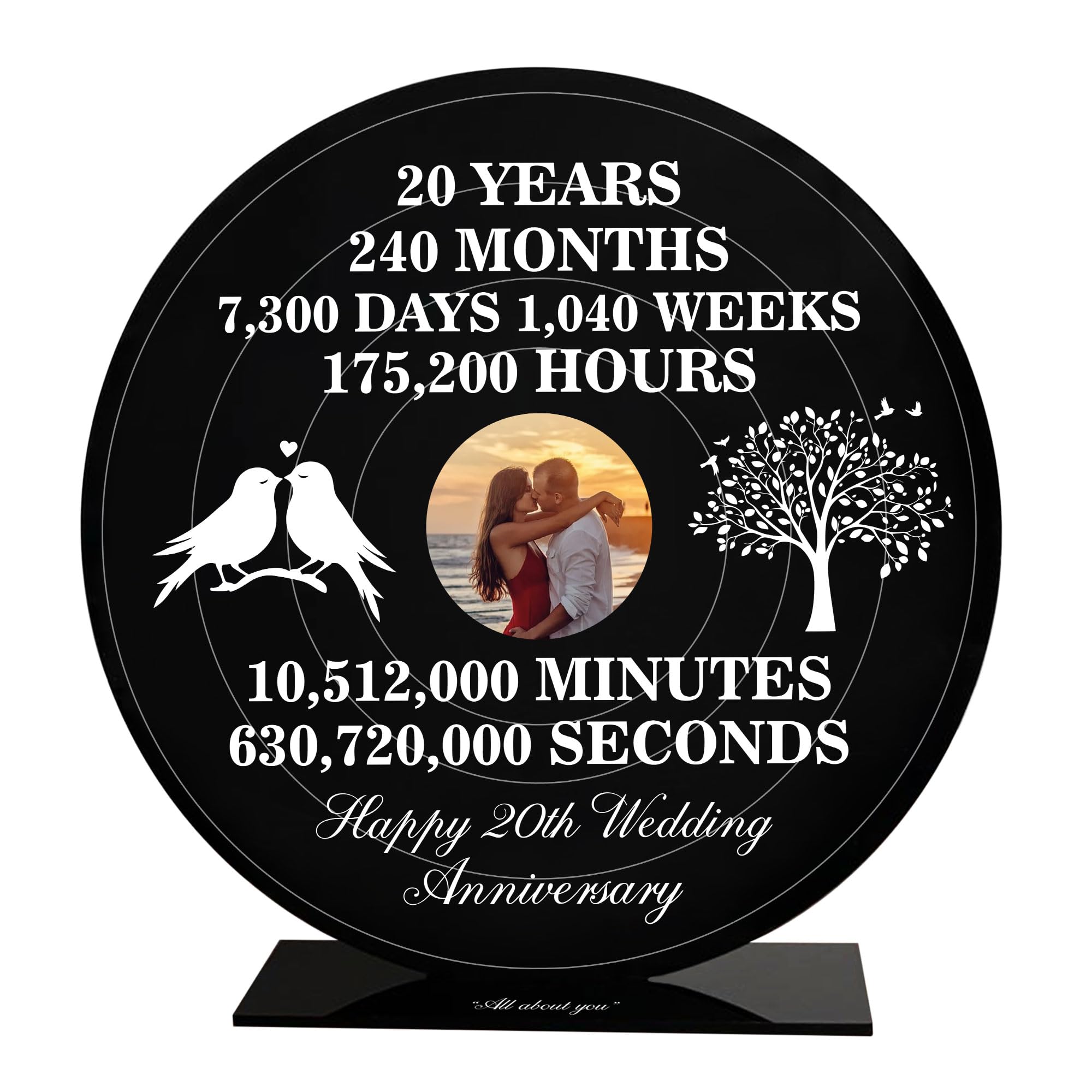 Red Ocean Personalised Photo Frame For 20th Anniversary For Husband Wife Women Men Her Him 20th Wedding Anniversary Vinyl Style Picture Frame Keepsake
