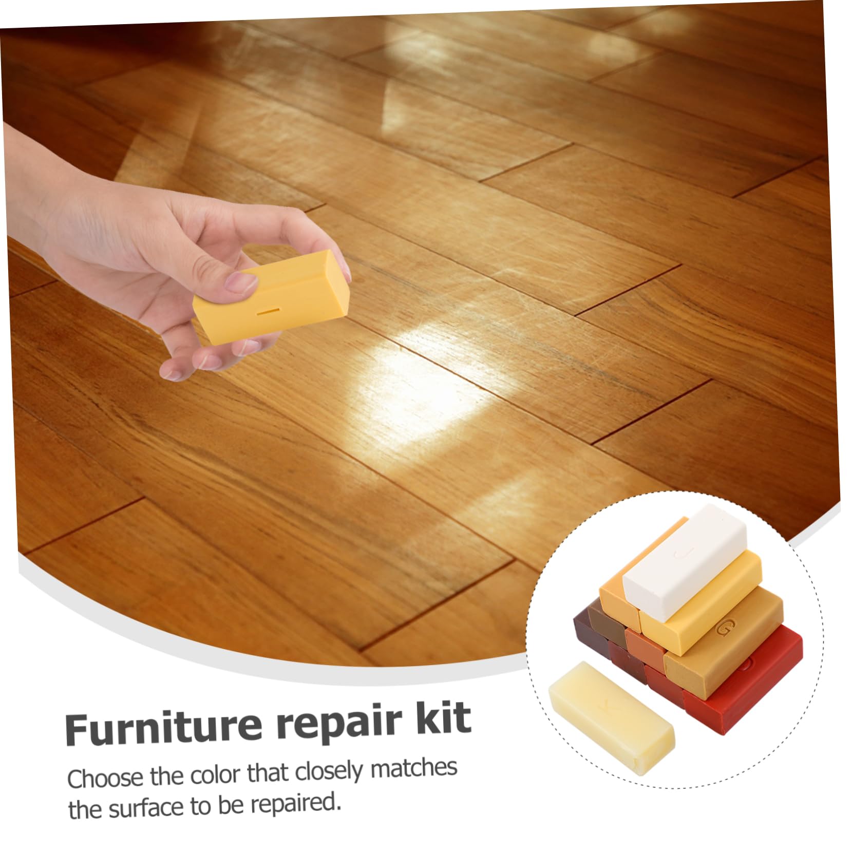 Kit Riparazione Legno Cera a Base di Paraffina per Mobili e Pavimenti, Set, Rapido Asciugatura, Nasconde Graffi e Imperfezioni