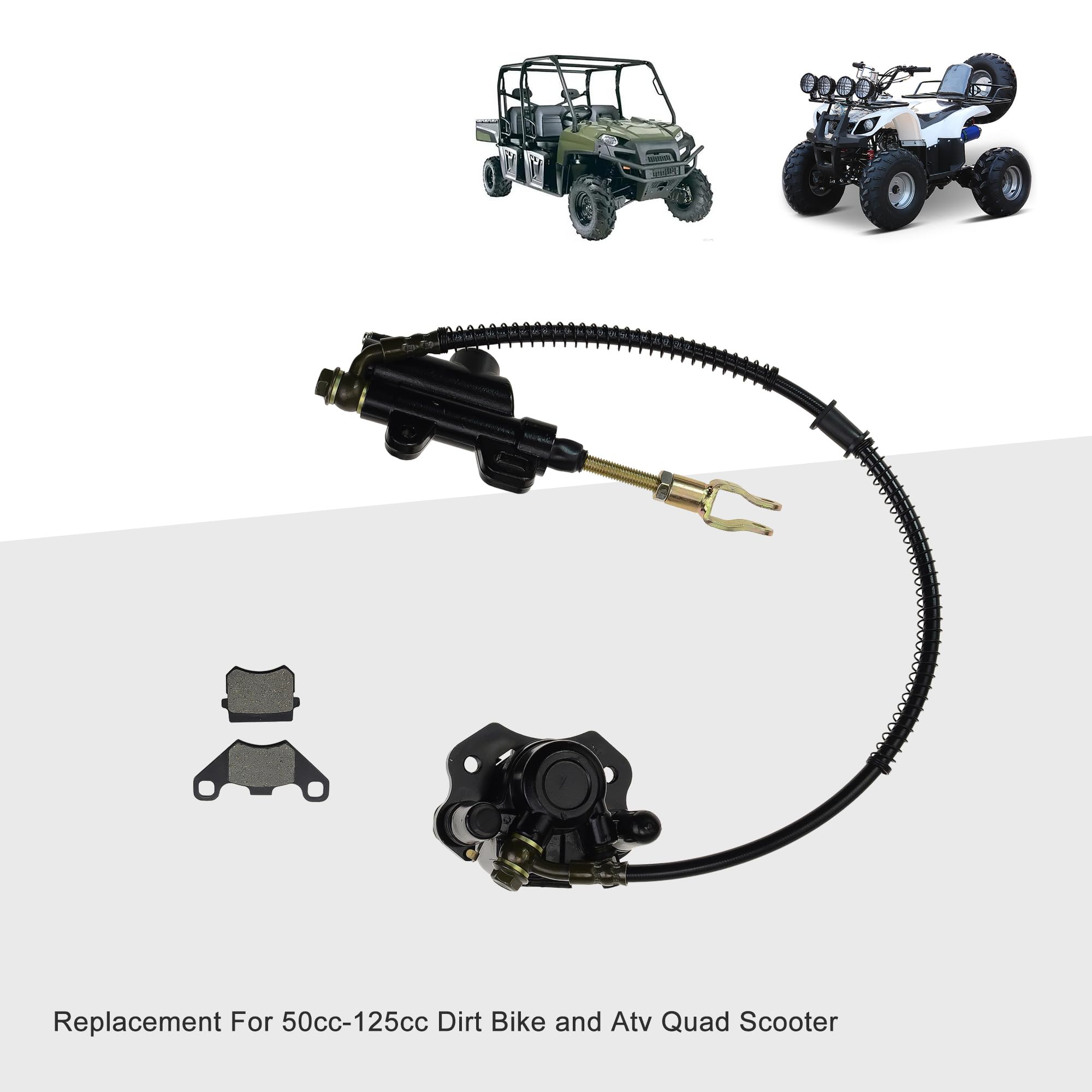 GOOFIT Assemblaggio del cilindro cilindro principale del freno posteriore Con pastiglie dei freni di ricambio Sostituzione per 50cc 70cc 90cc 110cc 125cc Scooter cinese ATV Quad