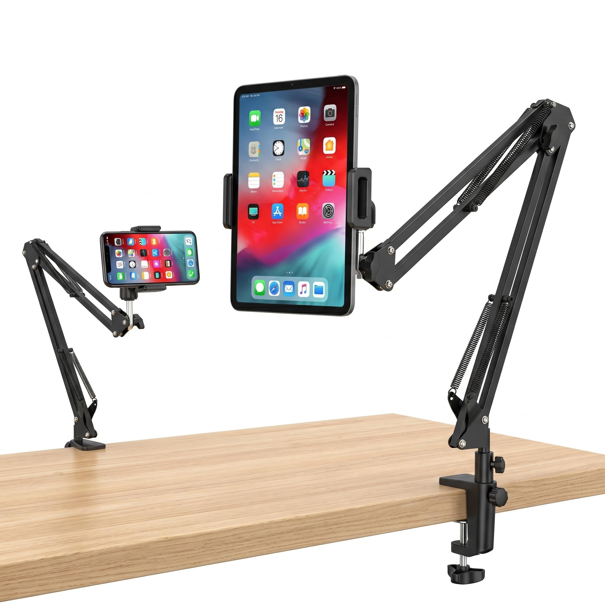 Overhead Video Stand with Desk Clamp, Top Down Phone Camera Mount with 360° Swivel Ball Head and Adjustable Articulating Scissor Arm for Streaming, Crafting and Unboxing-image-38