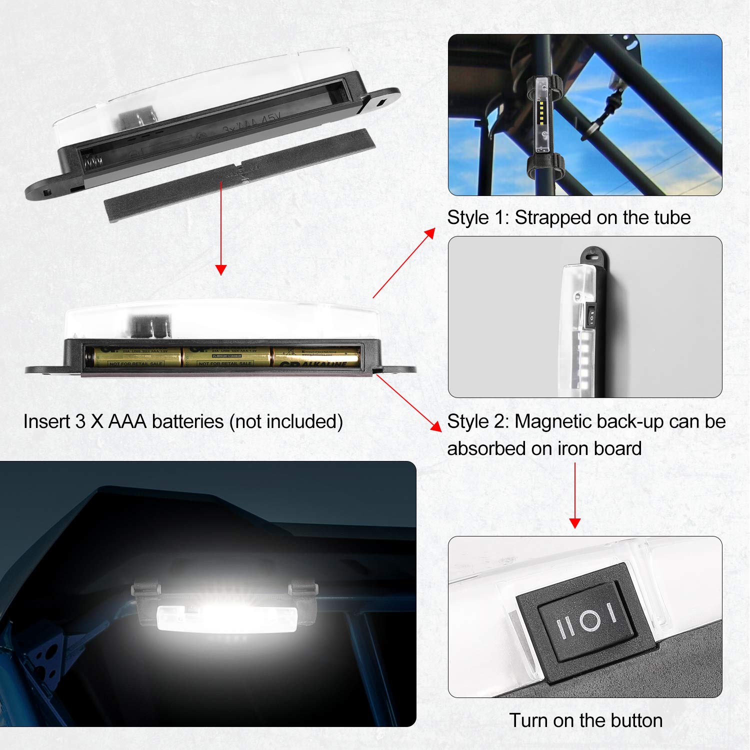 Buy TeochewLED UTV Dome Light Universal Roll Bar Mount LED Light UTV