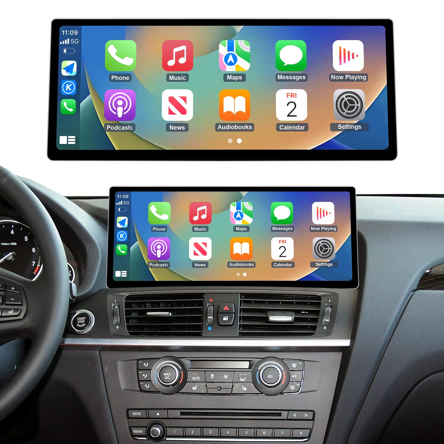 Road Top 12,3" Écran CarPlay Ultra-Fin pour BMW Série X3 X4 F25 F26 CIC